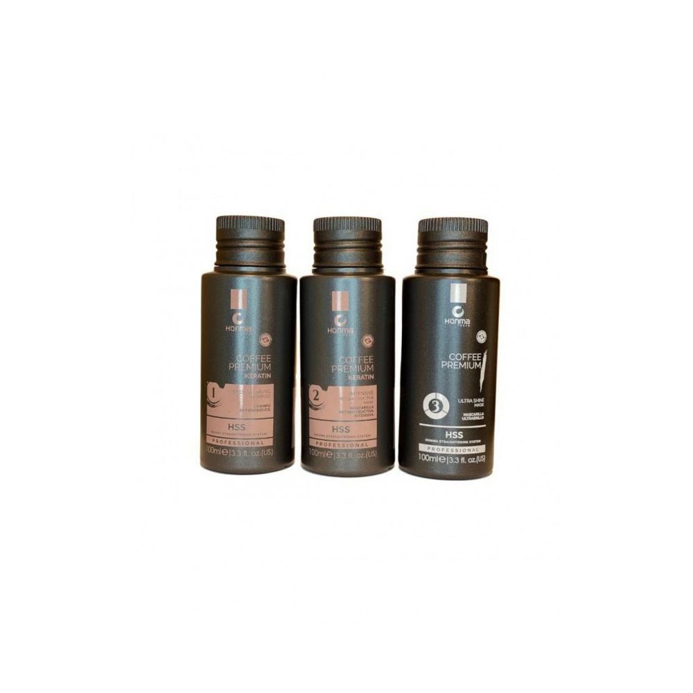 Coffee Premium Alisado Queratina Honma Tokyo Kit 3 x 100ml
